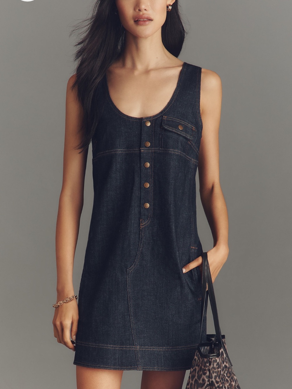 Pilcro Denim Snap Front mini dress like new size M - Picture 1 of 7
